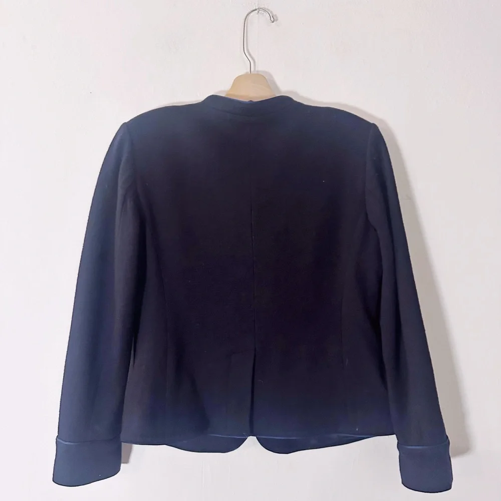 J. Crew Military Style Wool Cotton Jacket Navy Blue Silver Buttons